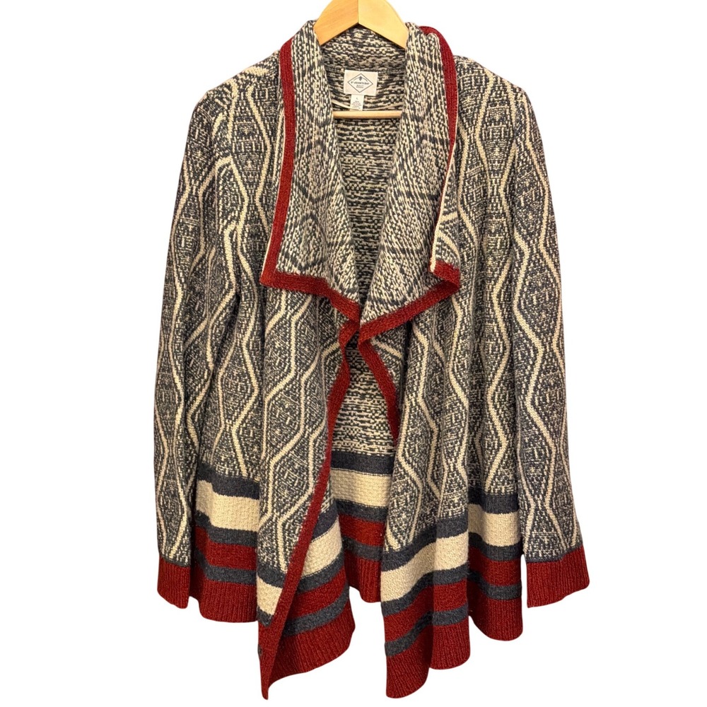 St Johns Bay Cardigan Sweater Southwestern Boho Cabin Nordic Preppy Layering